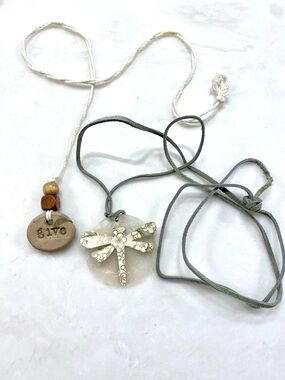 Handcrafted Necklace Duo - Dragonfly and Give